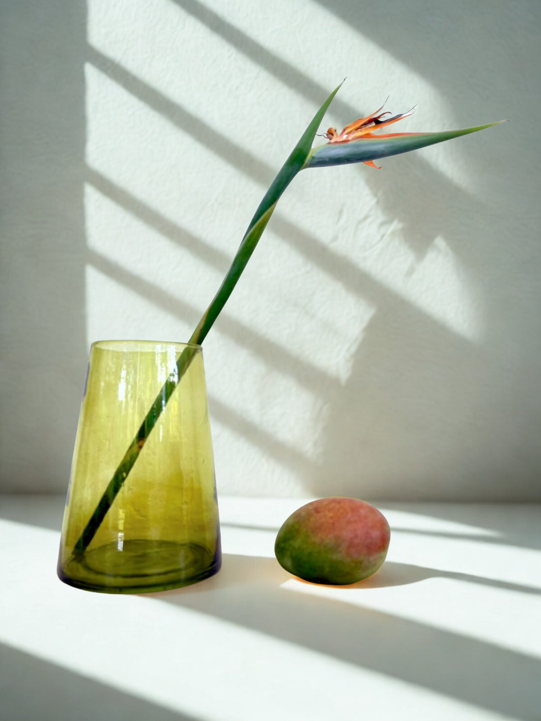 Aether Vase – Sleek Mouth-Blown Glass, Olive or Sea-Green