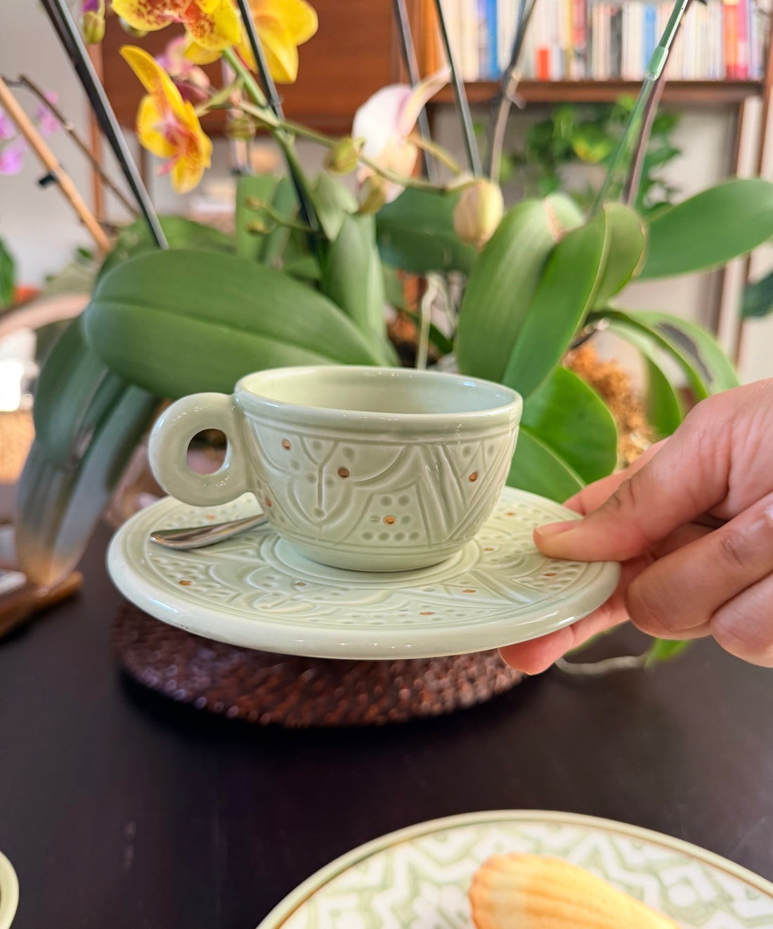 Handcrafted Mint Cup & Saucer (Set of 4)