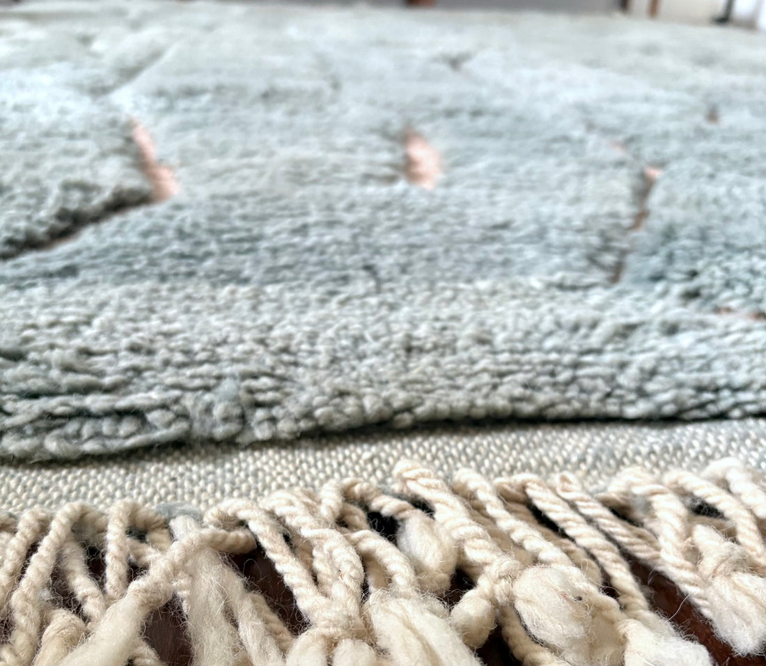 Mist Beni Ourain Rug – Handwoven Moroccan Wool Rug in Sage and Ivory