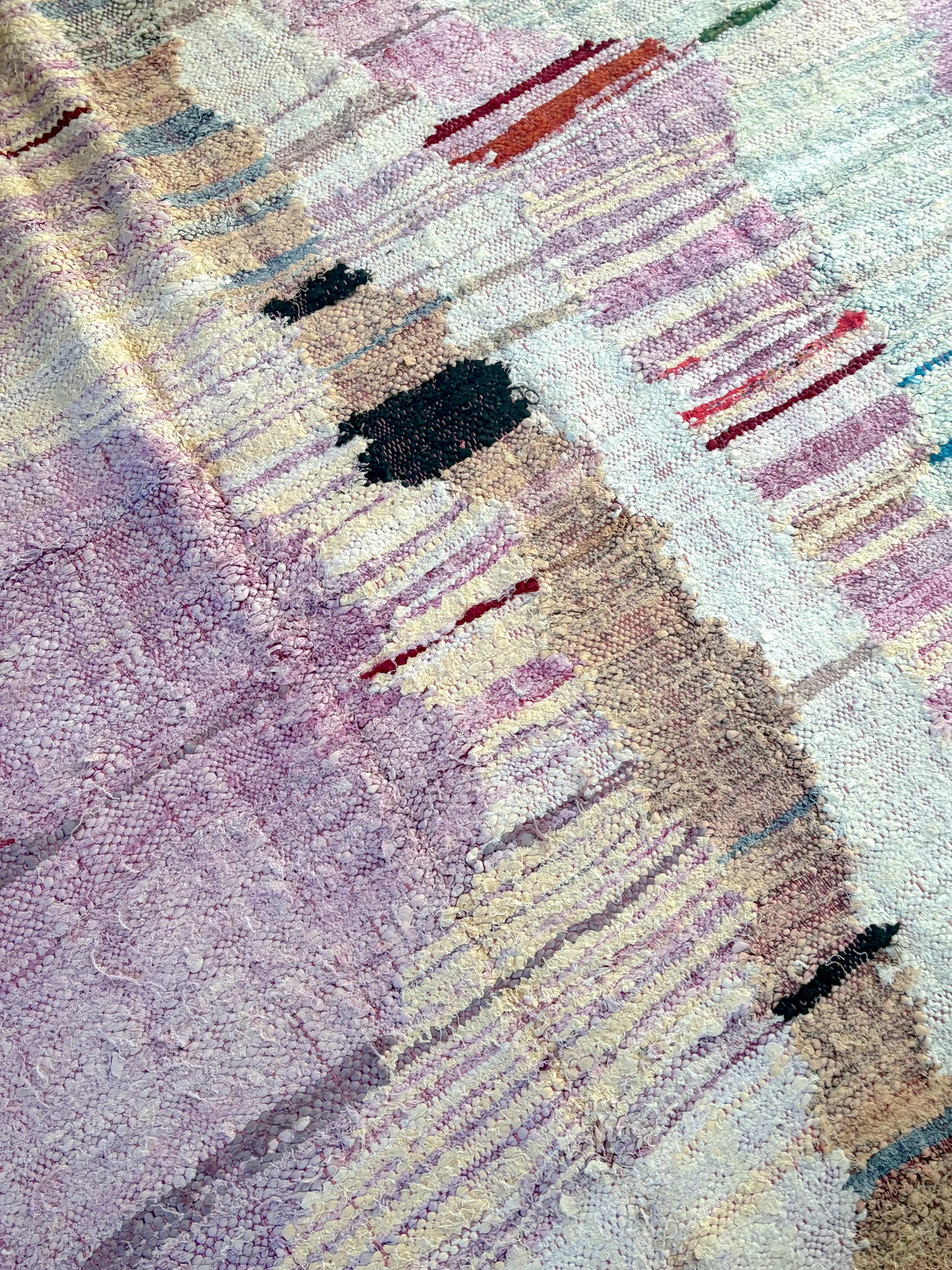 Rosé Boucherouite Kilim – Handwoven Moroccan Cotton Rug