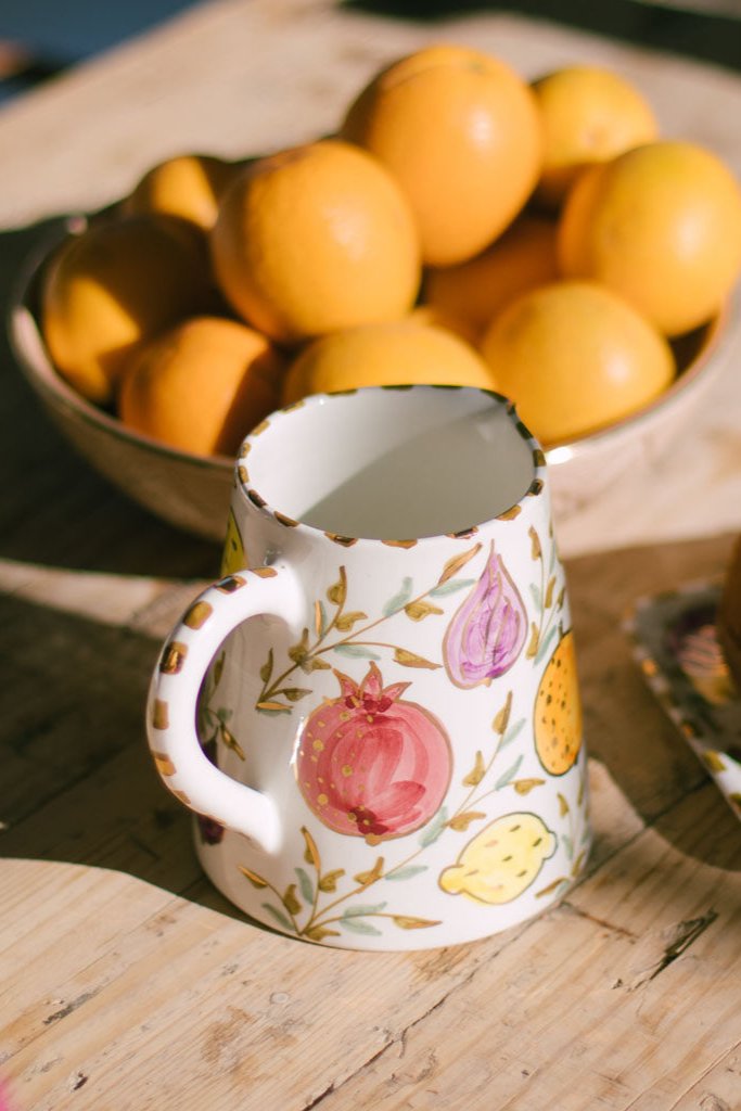 Tutti Frutti Ceramic Pitcher – Hand-Painted Design