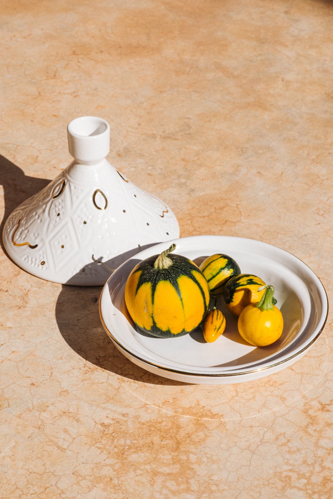 Medium Ceramic Tajine – Hand-painted with Gold Accents