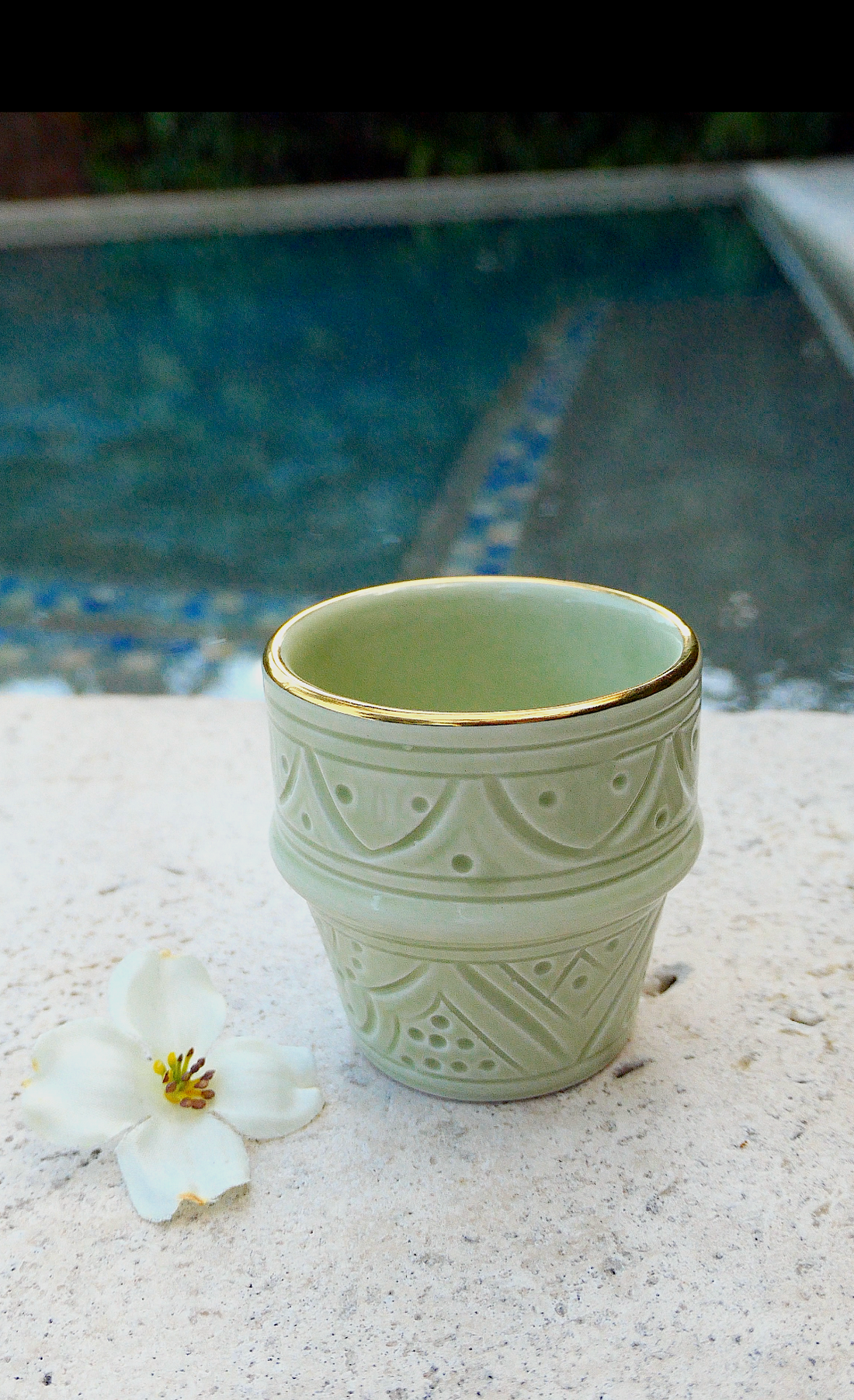 Espresso Cups (Set of 2) – Ceramic, 2 oz with Gold Detailing