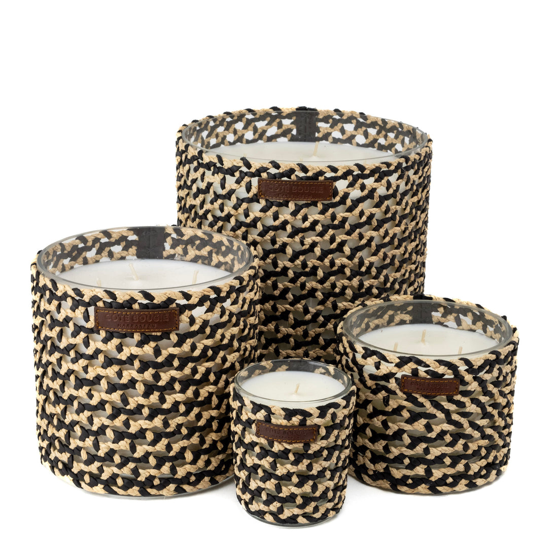 Mina Candle – Handwoven Raffia & Leather